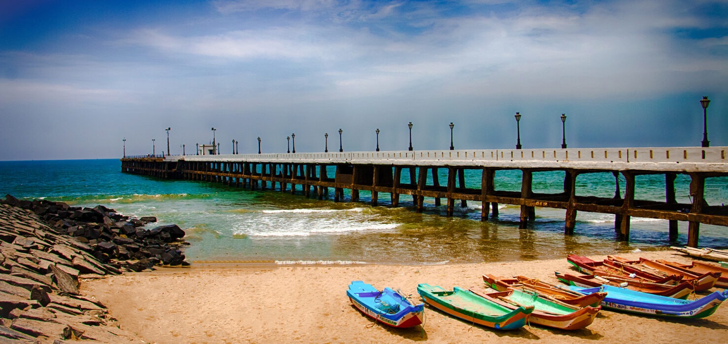 Pondicherry pier view in summer